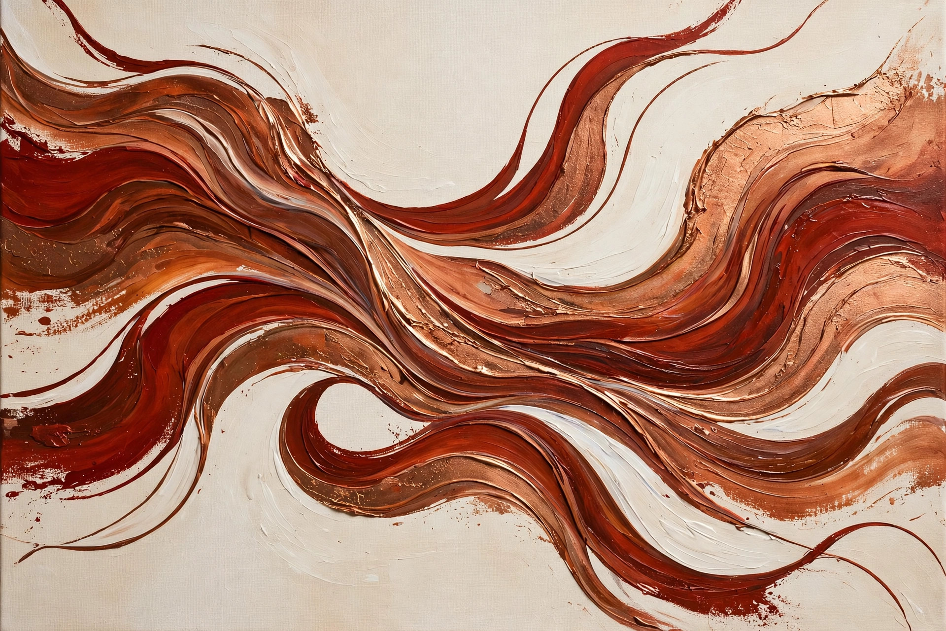 Abstract artwork in rust red and copper (placeholder image)