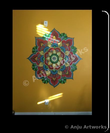 Mandala wall mural painted in acrylic, 2017